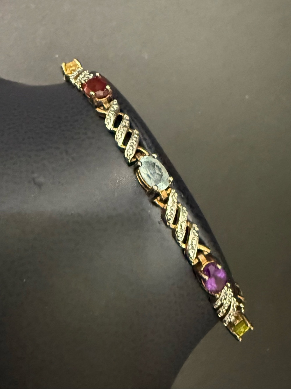 Ross Simons 925 Gold Over Sterling Silver Vermeil Multicolored Gem 7.5” Bracelet